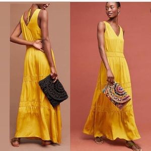 Anthropologie Dolan Goldenrod Tiered Maxi Dress